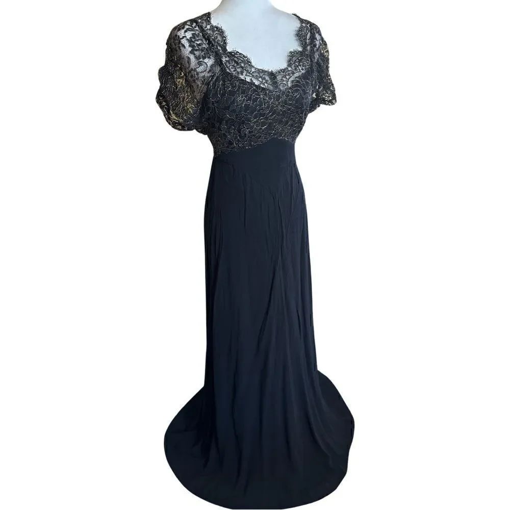 BCBGMAXAZRIA Formal Black Gown w/ Lace Detail Size Small